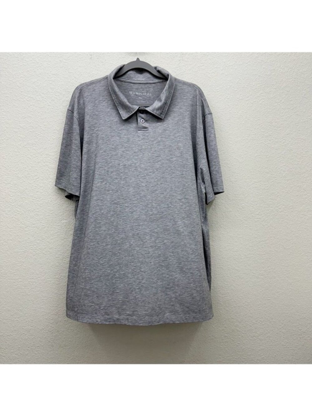 Municipal Grey Short Sleeve Collared Polo Shirt Summer Preppy Mens size XXL